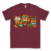 Burgundy Thanksgiving Coffee Cups Classic Tee - FaDigitalArtStudio
