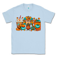 Dusty Blue Thanksgiving Coffee Cups Classic Tee - FaDigitalArtStudio