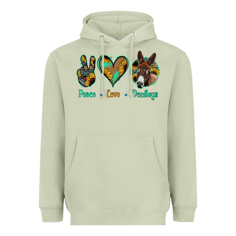 Peace Love Donkeys Heavyweight Hoodie by Jasminsmagicworld | Teevron