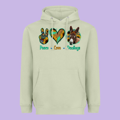 Peace Love Donkeys Heavyweight Hoodie Designed By Jasminsmagicworld