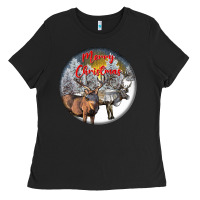 Black mule buck deer christmas Ladies Tee - LillyAllenDesigns