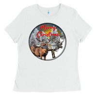 White mule buck deer christmas Ladies Tee - LillyAllenDesigns