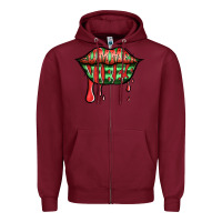 Burgundy summer vibes watermelon lips Zipper Hoodie - Jasminsmagicworld