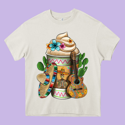 Mexican Hot Coffee Cup Heavy Core Tee Designed By Fadigitalartstudio