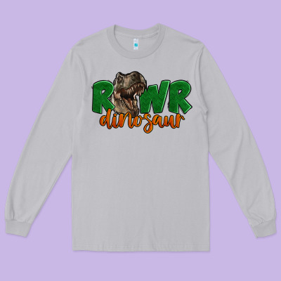 Rawr Dinosaur Long Sleeve Tee Designed By Lillyallendesigns