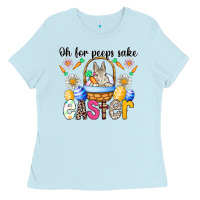Baby Blue Oh For Peeps Sake Easter Ladies Tee - CowhideDigitalArt
