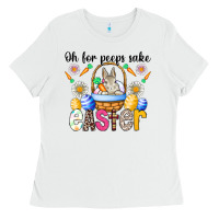 White Oh For Peeps Sake Easter Ladies Tee - CowhideDigitalArt