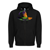 Black Purple leopard witch hat Zipper Hoodie - Jasminsmagicworld