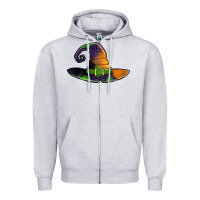Heather Grey Purple leopard witch hat Zipper Hoodie - Jasminsmagicworld