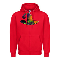 Red Purple leopard witch hat Zipper Hoodie - Jasminsmagicworld