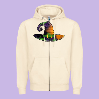 Purple Leopard Witch Hat Zipper Hoodie Designed By Jasminsmagicworld