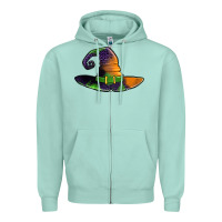 Seafoam Purple leopard witch hat Zipper Hoodie - Jasminsmagicworld