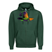 Sports Green Purple leopard witch hat Zipper Hoodie - Jasminsmagicworld