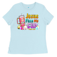 Baby Blue Jesus Fills My Cup Easter Ladies Tee - CowhideDigitalArt