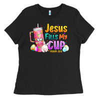 Black Jesus Fills My Cup Easter Ladies Tee - CowhideDigitalArt