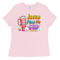 Bubblegum Pink Jesus Fills My Cup Easter Ladies Tee - CowhideDigitalArt
