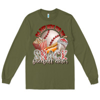 Army Green i am just here for the snack baseball sister Long Sleeve Tee - RacoonDesign