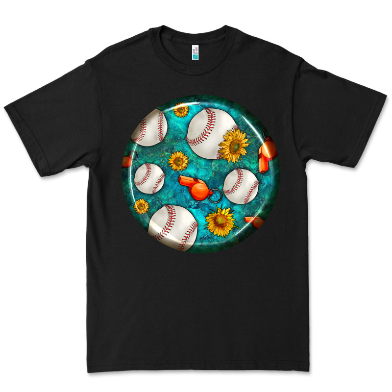 Baseball With Sunflower Round Earrings Premium Tee by BundleAndBundleShop | Teevron