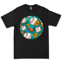Black baseball with sunflower round earrings Premium Tee - BundleAndBundleShop