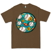 Cacao baseball with sunflower round earrings Premium Tee - BundleAndBundleShop