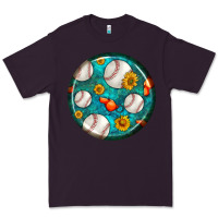 Plum baseball with sunflower round earrings Premium Tee - BundleAndBundleShop