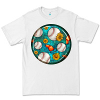 White baseball with sunflower round earrings Premium Tee - BundleAndBundleShop