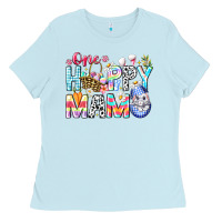 Baby Blue One Happy Mama Easter Bunny Ladies Tee - CowhideDigitalArt