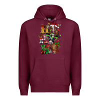 Burgundy Christmas ho ho ho cow Premium Hoodie - BarkalooDesign