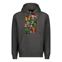 Charcoal Heather Christmas ho ho ho cow Premium Hoodie - BarkalooDesign