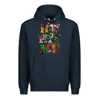 Navy Christmas ho ho ho cow Premium Hoodie - BarkalooDesign