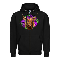 Black halloween highland cow Zipper Hoodie - Jasminsmagicworld
