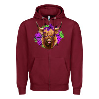 Burgundy halloween highland cow Zipper Hoodie - Jasminsmagicworld