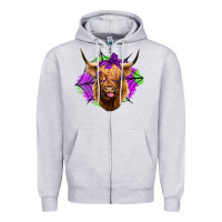Heather Grey halloween highland cow Zipper Hoodie - Jasminsmagicworld