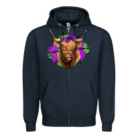 Navy halloween highland cow Zipper Hoodie - Jasminsmagicworld