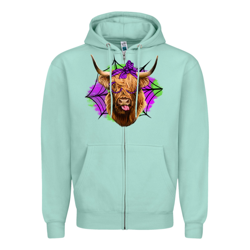 Halloween Highland Cow Zipper Hoodie by Jasminsmagicworld | Teevron