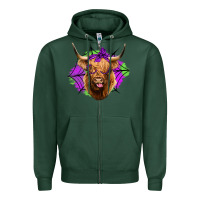 Sports Green halloween highland cow Zipper Hoodie - Jasminsmagicworld