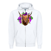 White halloween highland cow Zipper Hoodie - Jasminsmagicworld