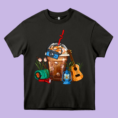 Camping Frappe Coffee Heavy Core Tee Designed By Fadigitalartstudio