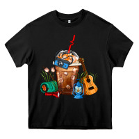 Black Camping Frappe Coffee Heavy Core Tee - FaDigitalArtStudio