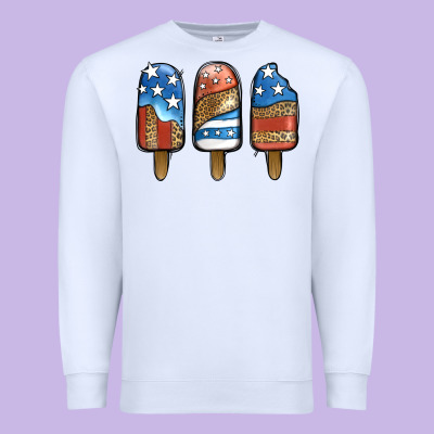 Patriotic Leopard Popsicles Premium Sweatshirt Designed By Jasminsmagicworld