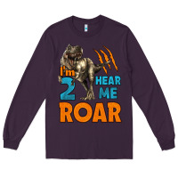 Plum i'm two hear me roar dinosaur birthday Long Sleeve Tee - LillyAllenDesigns