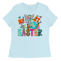 Baby Blue My 1st Easter Ladies Tee - CowhideDigitalArt