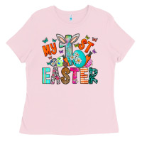 Bubblegum Pink My 1st Easter Ladies Tee - CowhideDigitalArt