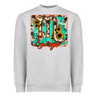 Heather Grey Scorpio turquoise cowhide Heavyweight Sweatshirt - RanaPortraitStore