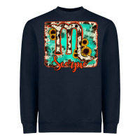 Navy Scorpio turquoise cowhide Heavyweight Sweatshirt - RanaPortraitStore