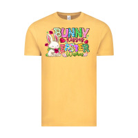 Vintage Mustard Bunny Kisses Easter Wishes Vintage Tee - CowhideDigitalArt