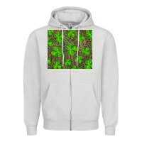 Dove Grey shamrock and leopard Zipper Hoodie - RanaPortraitStore