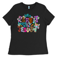 Black Silly Rabbit Easter Is For Jesus Ladies Tee - CowhideDigitalArt