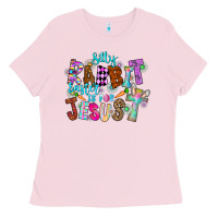 Bubblegum Pink Silly Rabbit Easter Is For Jesus Ladies Tee - CowhideDigitalArt