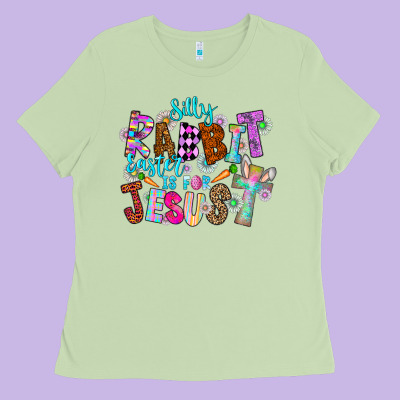 Silly Rabbit Easter Is For Jesus Ladies Tee Designed By Cowhidedigitalart